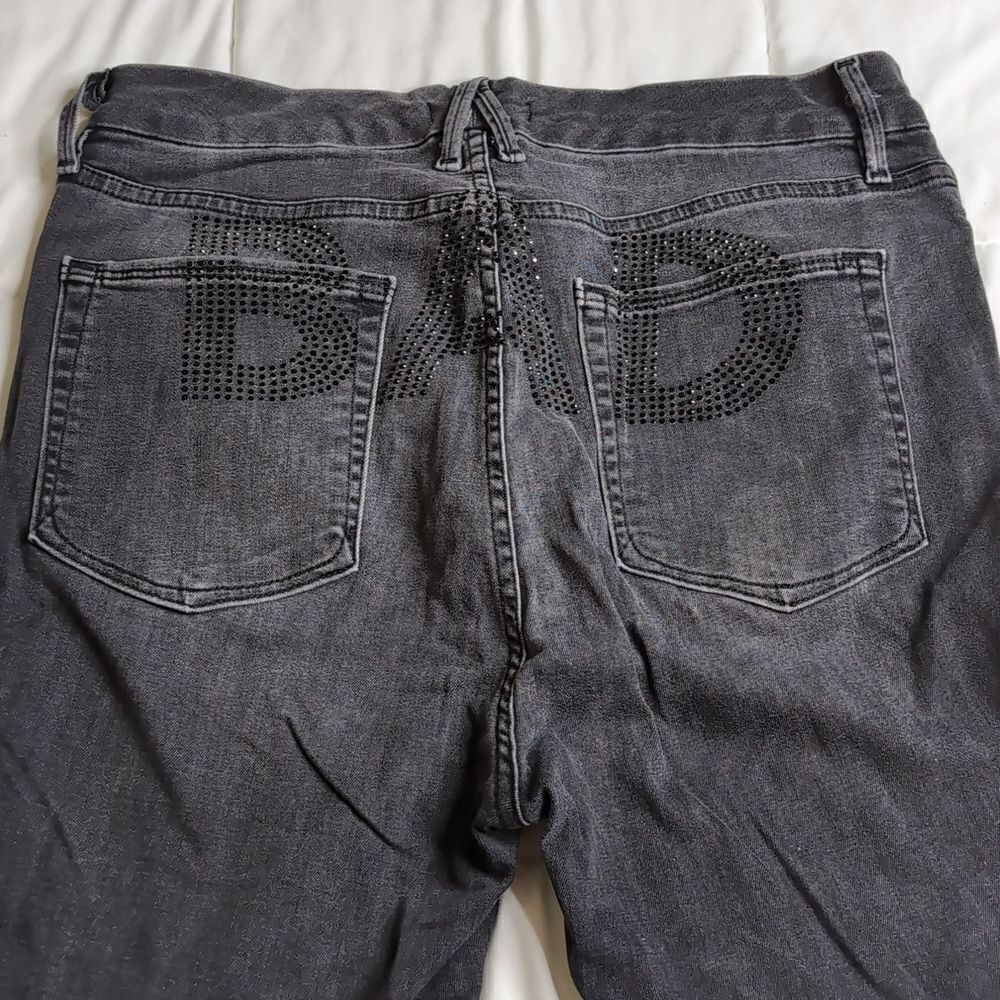 Good American size 14/32 Black Good Waist Skinny Jeans with Rhinestone BAD - Picture 2 of 13
